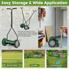 imageGoplus Manual Lawn Mower 16 Inch 5Blade WalkBehind Cordless Grass Cutter with 7 Gallon Removable Grass Collect Bag Adjustable Cutting Heights Push Reel Lawn Mower for Yard GardenGreen