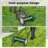 imageGoplus Manual Lawn Mower 16 Inch 5Blade WalkBehind Cordless Grass Cutter with 7 Gallon Removable Grass Collect Bag Adjustable Cutting Heights Push Reel Lawn Mower for Yard GardenGreen