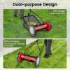 imageGoplus Manual Lawn Mower 16 Inch 5Blade WalkBehind Cordless Grass Cutter with 7 Gallon Removable Grass Collect Bag Adjustable Cutting Heights Push Reel Lawn Mower for Yard GardenRed