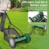 imageGoplus Manual Lawn Mower 16 Inch 5Blade WalkBehind Cordless Grass Cutter with 7 Gallon Removable Grass Collect Bag Adjustable Cutting Heights Push Reel Lawn Mower for Yard GardenGreen