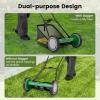 imageGoplus Manual Lawn Mower 16 Inch 5Blade WalkBehind Cordless Grass Cutter with 7 Gallon Removable Grass Collect Bag Adjustable Cutting Heights Push Reel Lawn Mower for Yard GardenGreen