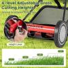 imageGoplus Manual Lawn Mower 16 Inch 5Blade WalkBehind Cordless Grass Cutter with 7 Gallon Removable Grass Collect Bag Adjustable Cutting Heights Push Reel Lawn Mower for Yard GardenRed