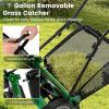 imageGoplus Manual Lawn Mower 16 Inch 5Blade WalkBehind Cordless Grass Cutter with 7 Gallon Removable Grass Collect Bag Adjustable Cutting Heights Push Reel Lawn Mower for Yard GardenGreen