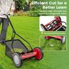 imageGoplus Manual Lawn Mower 16 Inch 5Blade WalkBehind Cordless Grass Cutter with 7 Gallon Removable Grass Collect Bag Adjustable Cutting Heights Push Reel Lawn Mower for Yard GardenRed