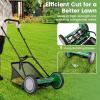 imageGoplus Manual Lawn Mower 16 Inch 5Blade WalkBehind Cordless Grass Cutter with 7 Gallon Removable Grass Collect Bag Adjustable Cutting Heights Push Reel Lawn Mower for Yard GardenGreen