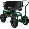 imageGoplus Garden Seat with Wheels Rolling Gardening Stool with Adjustable 360 Swivel Seat Tool Tray ampamp Storage Basket Extendable Handle Outdoor Gardening Scooter Garden Cart Workseat for SeniorsGreen