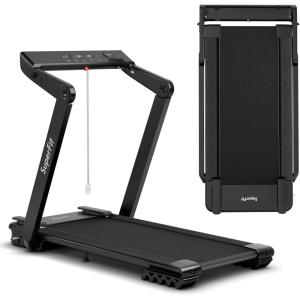 imageGoplus 40HP Heavy Duty Folding Treadmill Electric Foldable Superfit Treadmill with LED Touch Screen Heart Rate Belt Fatigue Button Blue Tooth Speaker Walking Running Machine for Gym Home
