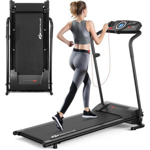 imageGoplus Compact Folding Treadmill for Home Electric Walking Running Machine Low Noise Builtin 2 Workout Modes and 12 Programs with Display