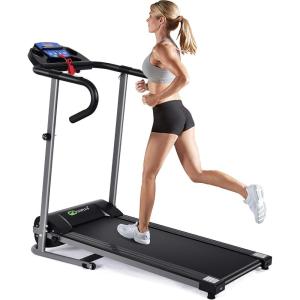 imageGoplus Electric Folding Treadmill with LCD Display and Heart Rate Sensor Compact Portable Running Walking Machine for Apartment Home Office1100w