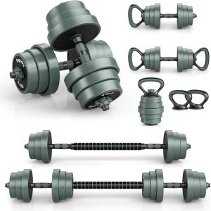 imageGoplus Adjustable Dumbbell Set 9247 LBS Free Weight Set 4 in 1 Weights wConnector Used as Barbell Dumbbells Kettlebells Push up Stand Fitness Workout Equipment for Men Women Home Gym47 LBS
