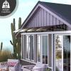 imageGoplus Awnings for Doors 80quot x 40quot Window Awning with Rain Snow Sunlight UV Protection UPF 50 Hollow Sheet Outdoor Overhead Awning Canopy Exterior Polycarbonate Awnings for Patio Porch DeckBrown