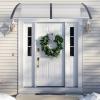 imageGoplus Awnings for Doors 80quot x 40quot Window Awning with Rain Snow Sunlight UV Protection UPF 50Hollow Sheet Outdoor Overhead Awning Canopy Exterior Polycarbonate Awnings for Patio Porch DeckClear with Gray Bracket