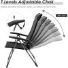 imageGoplus Folding Patio Sling Chairs Portable Dining Chair with Headrest 7 Level Adjustable Backrest Outdoor Sling Back Chairs for Camping Backyard Garden Set of 44