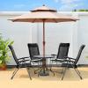 imageGoplus Folding Patio Sling Chairs Portable Dining Chair with Headrest 7 Level Adjustable Backrest Outdoor Sling Back Chairs for Camping Backyard Garden Set of 44