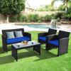 imageGoplus Rattan Patio Furniture Set 4 Pieces Outdoor Wicker Conversation Sofa and Table Set with Soft Cushions ampamp Tempered Glass Coffee Table for Balcony Garden Backyard TurquoiseBlue