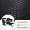 imageGoplus Rattan Patio Furniture Set 4 Pieces Outdoor Wicker Conversation Sofa and Table Set with Soft Cushions ampamp Tempered Glass Coffee Table for Balcony Garden Backyard TurquoiseTurquoise
