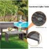 imageGoplus Rattan Patio Furniture Set 4 Pieces Outdoor Wicker Conversation Sofa and Table Set with Soft Cushions ampamp Tempered Glass Coffee Table for Balcony Garden Backyard TurquoiseBeigemixed Color Wicker