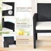 imageGoplus Rattan Patio Furniture Set 4 Pieces Outdoor Wicker Conversation Sofa and Table Set with Soft Cushions ampamp Tempered Glass Coffee Table for Balcony Garden Backyard TurquoiseWhiteblack Wicker