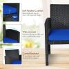 imageGoplus Rattan Patio Furniture Set 4 Pieces Outdoor Wicker Conversation Sofa and Table Set with Soft Cushions ampamp Tempered Glass Coffee Table for Balcony Garden Backyard TurquoiseBlue
