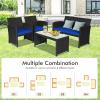 imageGoplus Rattan Patio Furniture Set 4 Pieces Outdoor Wicker Conversation Sofa and Table Set with Soft Cushions ampamp Tempered Glass Coffee Table for Balcony Garden Backyard TurquoiseBlue