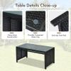 imageGoplus Rattan Patio Furniture Set 4 Pieces Outdoor Wicker Conversation Sofa and Table Set with Soft Cushions ampamp Tempered Glass Coffee Table for Balcony Garden Backyard TurquoiseTurquoise
