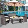 imageGoplus Rattan Patio Furniture Set 4 Pieces Outdoor Wicker Conversation Sofa and Table Set with Soft Cushions ampamp Tempered Glass Coffee Table for Balcony Garden Backyard TurquoiseBeigemixed Color Wicker