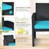 imageGoplus Rattan Patio Furniture Set 4 Pieces Outdoor Wicker Conversation Sofa and Table Set with Soft Cushions ampamp Tempered Glass Coffee Table for Balcony Garden Backyard TurquoiseTurquoise