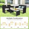 imageGoplus Rattan Patio Furniture Set 4 Pieces Outdoor Wicker Conversation Sofa and Table Set with Soft Cushions ampamp Tempered Glass Coffee Table for Balcony Garden Backyard TurquoiseWhiteblack Wicker