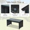 imageGoplus Rattan Patio Furniture Set 4 Pieces Outdoor Wicker Conversation Sofa and Table Set with Soft Cushions ampamp Tempered Glass Coffee Table for Balcony Garden Backyard TurquoiseRed