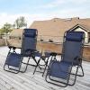imageGoplus Zero Gravity Chair Set 3 Pieces Outdoor Lounge Chair Recliners wSide Table Headrest and Cup Holders Adjustable Folding Recliners and Table for Patio Yard Pool Beach BeigeNavy