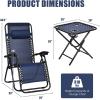 imageGoplus Zero Gravity Chair Set 3 Pieces Outdoor Lounge Chair Recliners wSide Table Headrest and Cup Holders Adjustable Folding Recliners and Table for Patio Yard Pool Beach BeigeNavy