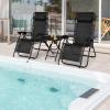 imageGoplus Zero Gravity Chair Set 3 Pieces Outdoor Lounge Chair Recliners wSide Table Headrest and Cup Holders Adjustable Folding Recliners and Table for Patio Yard Pool Beach BeigeBlack