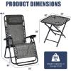 imageGoplus Zero Gravity Chair Set 3 Pieces Outdoor Lounge Chair Recliners wSide Table Headrest and Cup Holders Adjustable Folding Recliners and Table for Patio Yard Pool Beach BeigeGrey