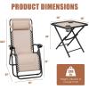 imageGoplus Zero Gravity Chair Set 3 Pieces Outdoor Lounge Chair Recliners wSide Table Headrest and Cup Holders Adjustable Folding Recliners and Table for Patio Yard Pool Beach BeigeBeige