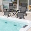 imageGoplus Zero Gravity Chair Set 3 Pieces Outdoor Lounge Chair Recliners wSide Table Headrest and Cup Holders Adjustable Folding Recliners and Table for Patio Yard Pool Beach BeigeGrey