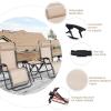 imageGoplus Zero Gravity Chair Set 3 Pieces Outdoor Lounge Chair Recliners wSide Table Headrest and Cup Holders Adjustable Folding Recliners and Table for Patio Yard Pool Beach BeigeBeige