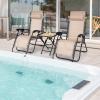 imageGoplus Zero Gravity Chair Set 3 Pieces Outdoor Lounge Chair Recliners wSide Table Headrest and Cup Holders Adjustable Folding Recliners and Table for Patio Yard Pool Beach BeigeBeige