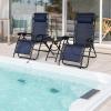 imageGoplus Zero Gravity Chair Set 3 Pieces Outdoor Lounge Chair Recliners wSide Table Headrest and Cup Holders Adjustable Folding Recliners and Table for Patio Yard Pool Beach BeigeNavy