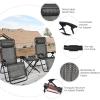 imageGoplus Zero Gravity Chair Set 3 Pieces Outdoor Lounge Chair Recliners wSide Table Headrest and Cup Holders Adjustable Folding Recliners and Table for Patio Yard Pool Beach BeigeGrey