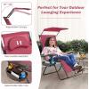 imageGoplus Zero Gravity Chairs XLarge Folding Lounge Lawn Chair wCanopy Shade ampamp Cup Holder Adjustable Folding Patio Recliner for Pool Porch Deck Oversize WineWine Zero Gravity Chair