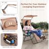 imageGoplus Zero Gravity Chairs XLarge Folding Lounge Lawn Chair wCanopy Shade ampamp Cup Holder Adjustable Folding Patio Recliner for Pool Porch Deck Oversize WineCoffee Zero Gravity Chair