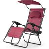 imageGoplus Zero Gravity Chairs XLarge Folding Lounge Lawn Chair wCanopy Shade ampamp Cup Holder Adjustable Folding Patio Recliner for Pool Porch Deck Oversize WineWine Zero Gravity Chair