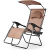 imageGoplus Zero Gravity Chairs XLarge Folding Lounge Lawn Chair wCanopy Shade ampamp Cup Holder Adjustable Folding Patio Recliner for Pool Porch Deck Oversize WineCoffee Zero Gravity Chair