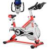 imageGoplus Adjustable Exercise Bike Stationary Silent Bicycle with DualSpring Shock Absorption Design Realtime Heart Rate CupPhone Holder and Electronic Display Indoor Cycling Bike