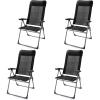 imageGoplus Folding Patio Sling Chairs Portable Dining Chair with Headrest 7 Level Adjustable Backrest Outdoor Sling Back Chairs for Camping Backyard Garden Set of 44
