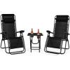 imageGoplus Zero Gravity Chair Set 3 Pieces Outdoor Lounge Chair Recliners wSide Table Headrest and Cup Holders Adjustable Folding Recliners and Table for Patio Yard Pool Beach BeigeBlack