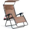 imageGoplus Zero Gravity Chairs XLarge Folding Lounge Lawn Chair wCanopy Shade ampamp Cup Holder Adjustable Folding Patio Recliner for Pool Porch Deck Oversize WineCoffee Zero Gravity Chair