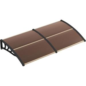 imageGoplus Awnings for Doors 80quot x 40quot Window Awning with Rain Snow Sunlight UV Protection UPF 50Hollow Sheet Outdoor Overhead Awning Canopy Exterior Polycarbonate Awnings for Patio Porch DeckBrown