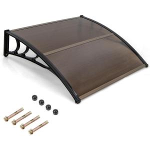 imageGoplus Awnings for Doors 80quot x 40quot Window Awning with Rain Snow Sunlight UV Protection UPF 50Hollow Sheet Outdoor Overhead Awning Canopy Exterior Polycarbonate Awnings for Patio Porch DeckCoffee