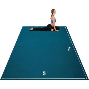 imageGoplus Large Yoga Mat 7 x 5 x 8mm  6 x 4 x 8mm Workout Mat with Straps Eco Friendly Extra Thick Non Slip Fitness Exercise Mat for Home Gym Floor Cardio Plyo MMA Jump Rope Stretch7x5 Oasis Blue